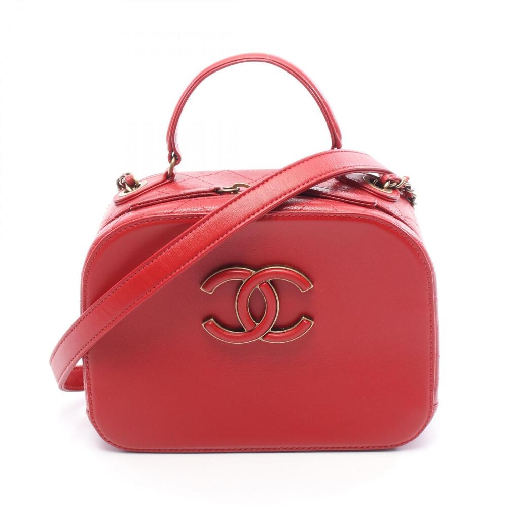 Chanel Coco Mark Shoulder Bag Leather Red